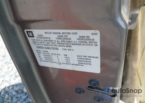 2006 Chevrolet Trailblazer Lt from USA, damaged, VIN 1GNDS13S462176150